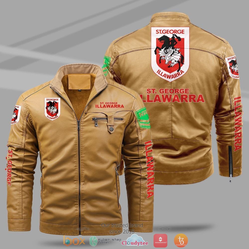 NRL_St_George_Illawarra_Dragons_Fleece_leather_jacket_1