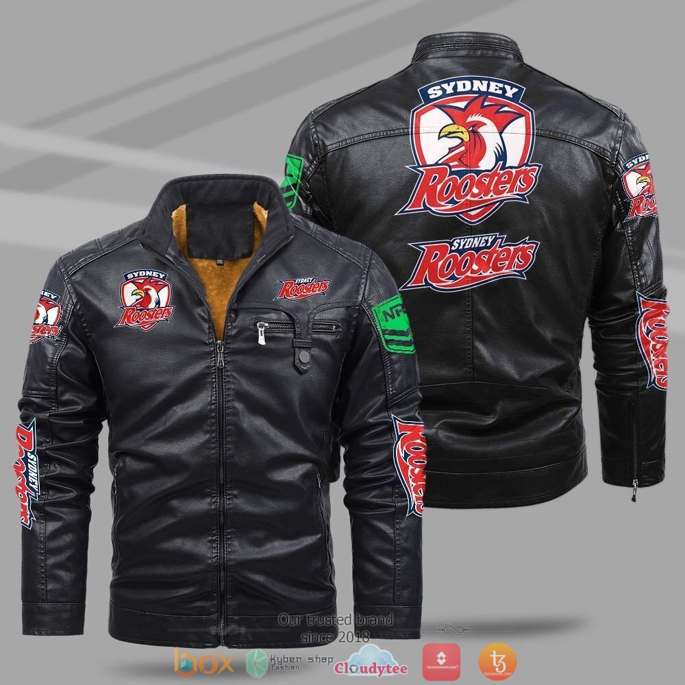 NRL_Sydney_Roosters_Fleece_leather_jacket