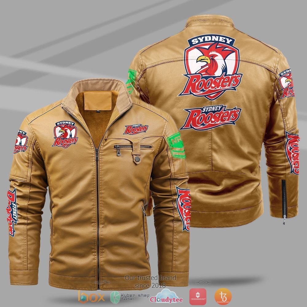 NRL_Sydney_Roosters_Fleece_leather_jacket_1