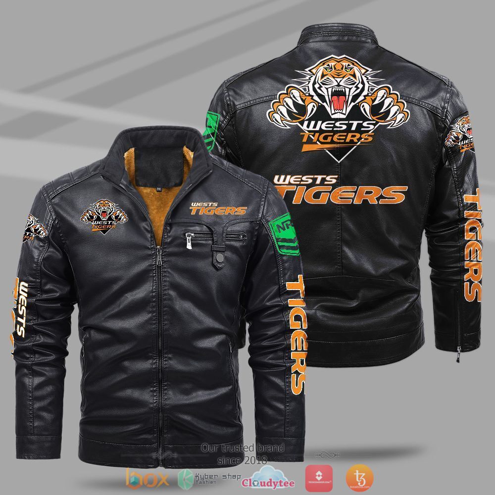 NRL_Wests_Tigers_Fleece_leather_jacket