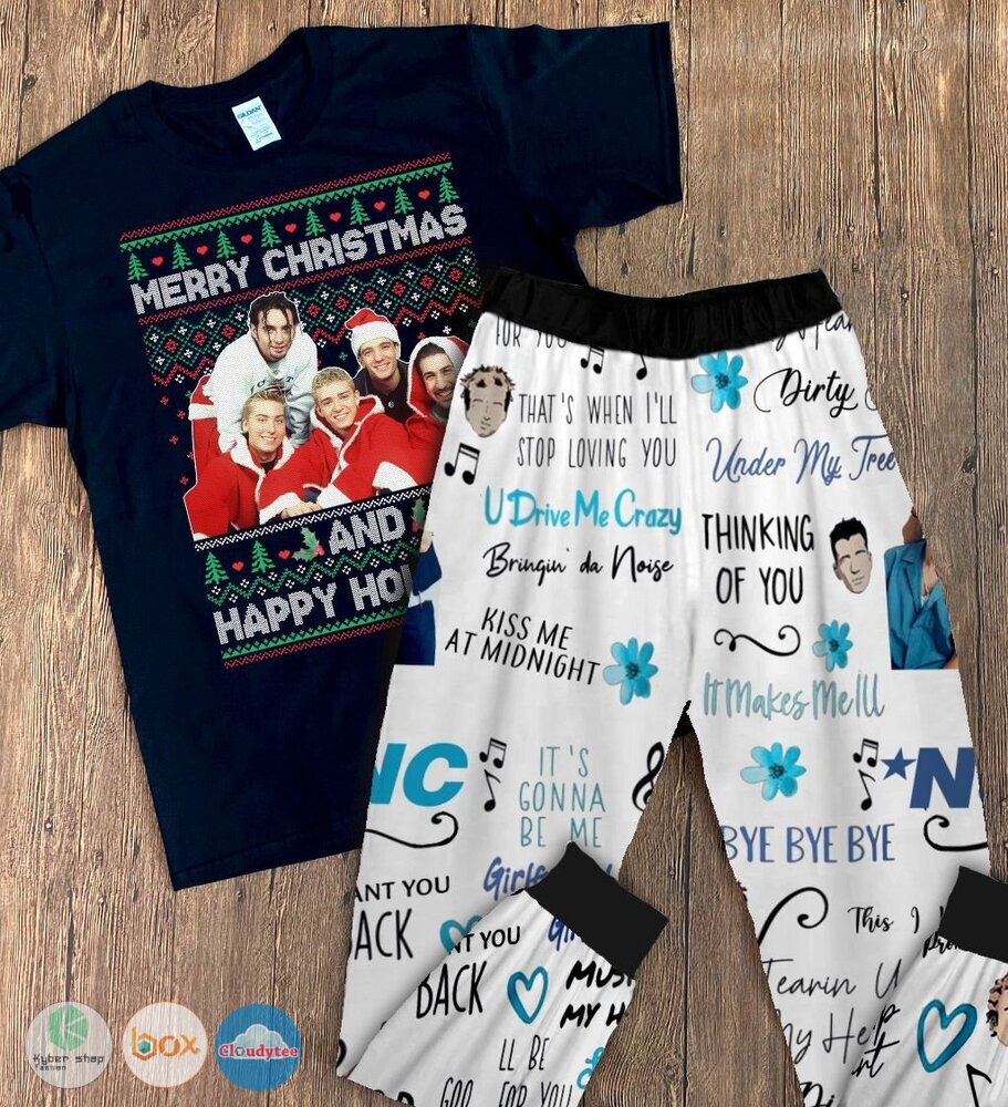 NSYNC_Merry_Christmas_and_Happy_Holidays_short_sleeves_Pajamas_Set