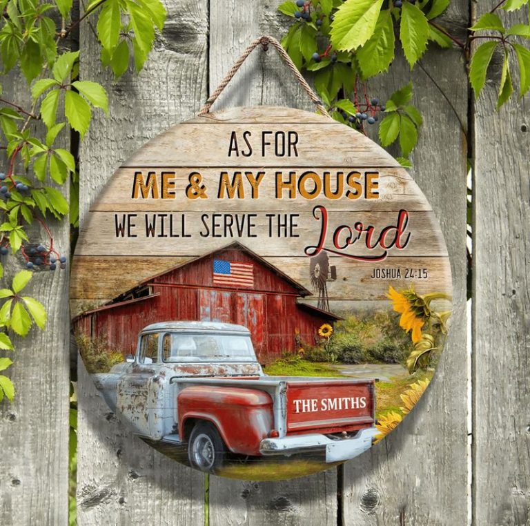 Personalized-As-for-me-and-my-house-we-will-Serve-The-Lord-Red-Truck-wood-sign