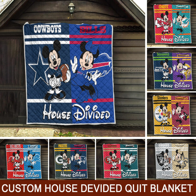 Personalized-Mickey-Mouse-Minnie-Mouse-House-Divided-custom-quilt