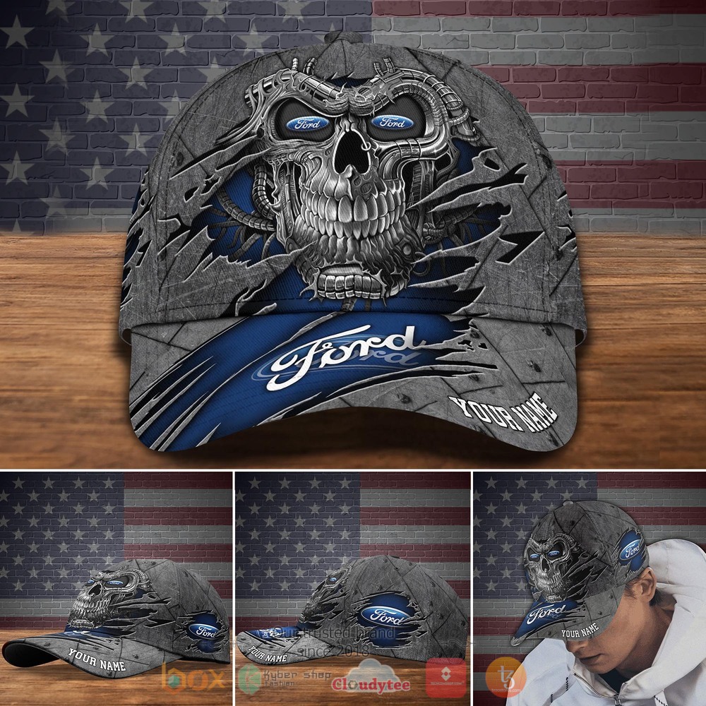 Personalized_Ford_Skull_blue_Custom_Cap