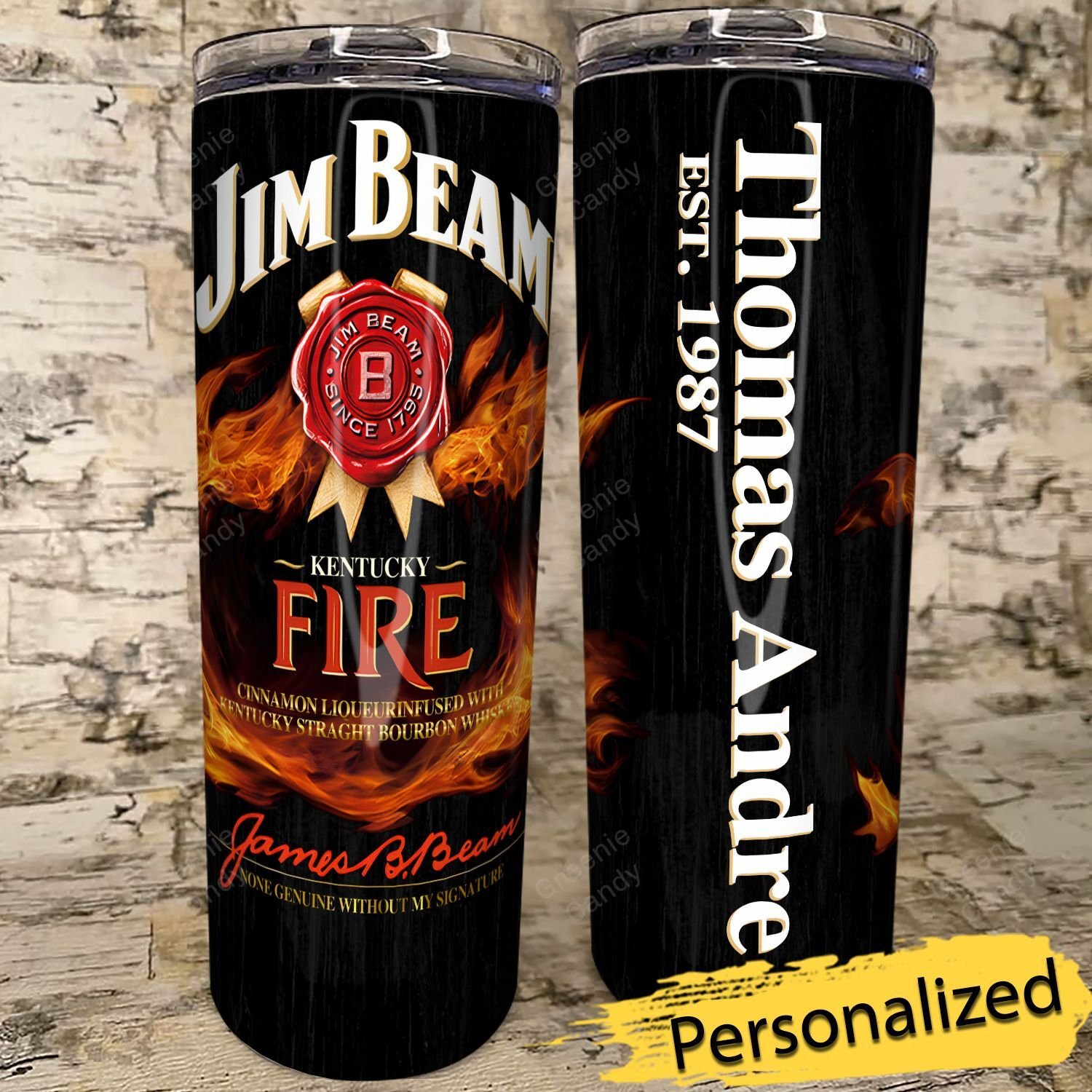 Personalized_Jim_Beam_Kentucky_Fire_Whiskey_Skinny_Tumbler