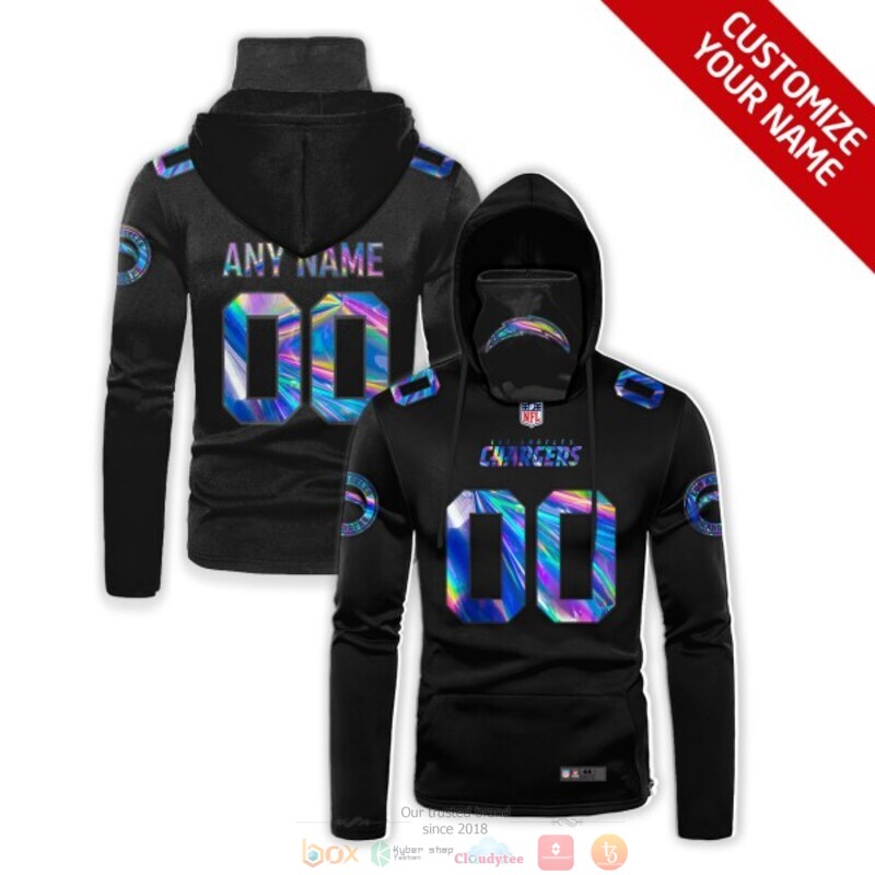 Personalized_Los_Angeles_Chargers_black_hologram_NFL_custom_3d_hoodie_mask