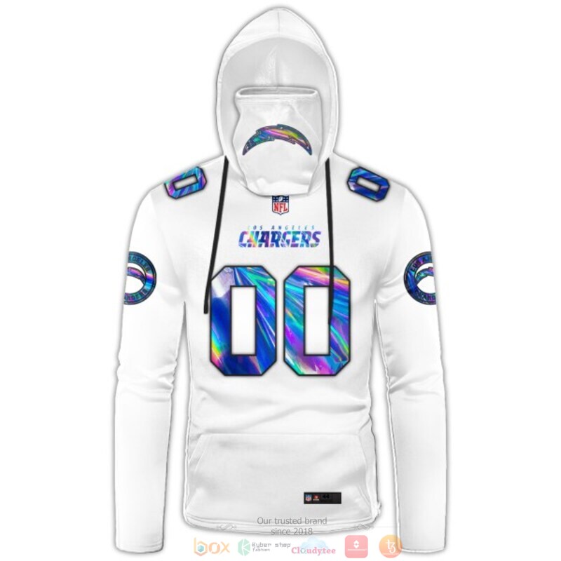 Personalized_Los_Angeles_Chargers_white_hologram_NFL_custom_3d_hoodie_mask_1