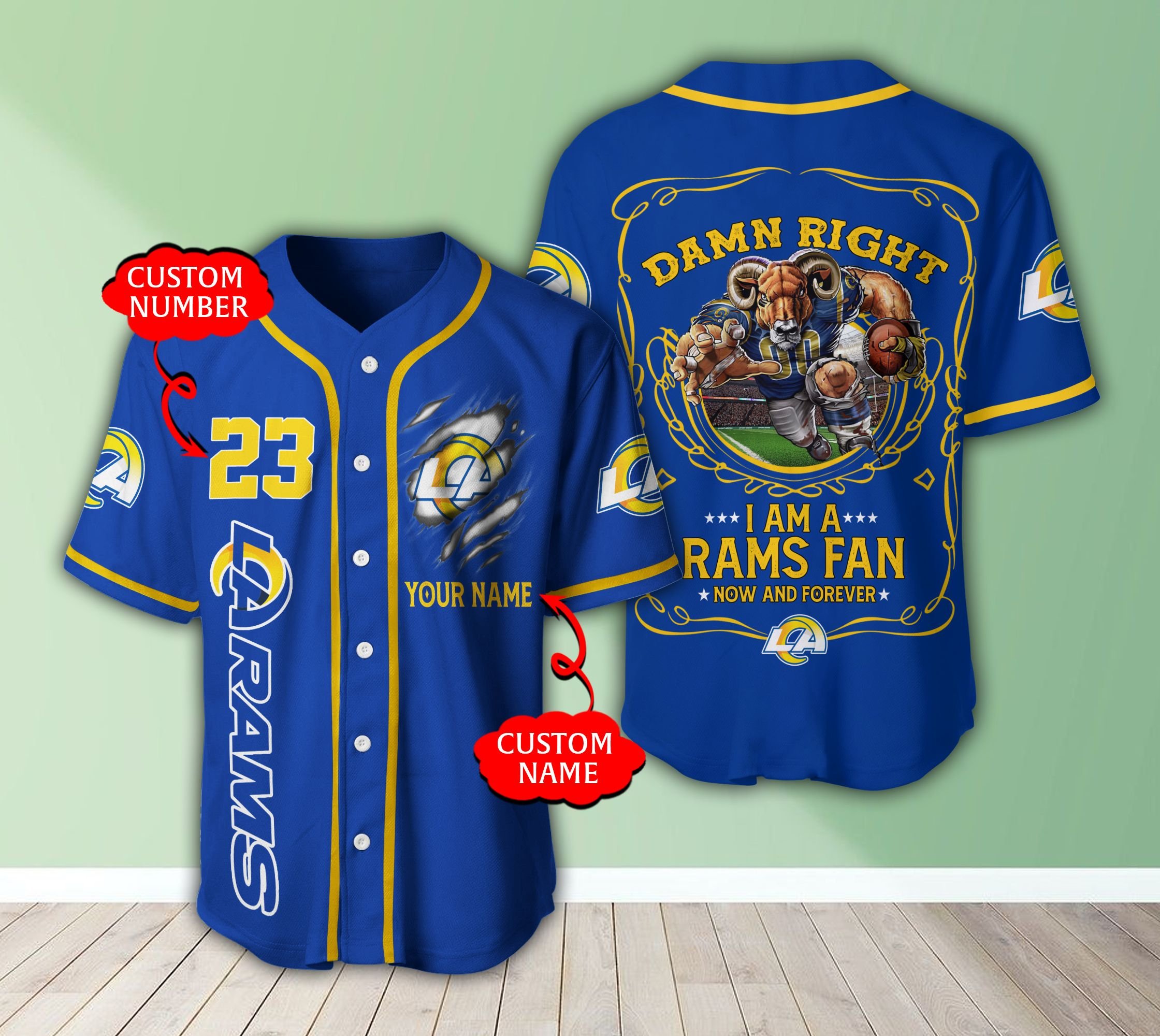 Personalized_Los_Angeles_Rams_NFL_3D_Baseball_Jersey