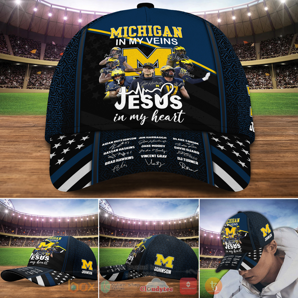 Personalized_Michigan_Wolverines_In_My_Veins_Jesus_In_My_Heart_Custom_cap