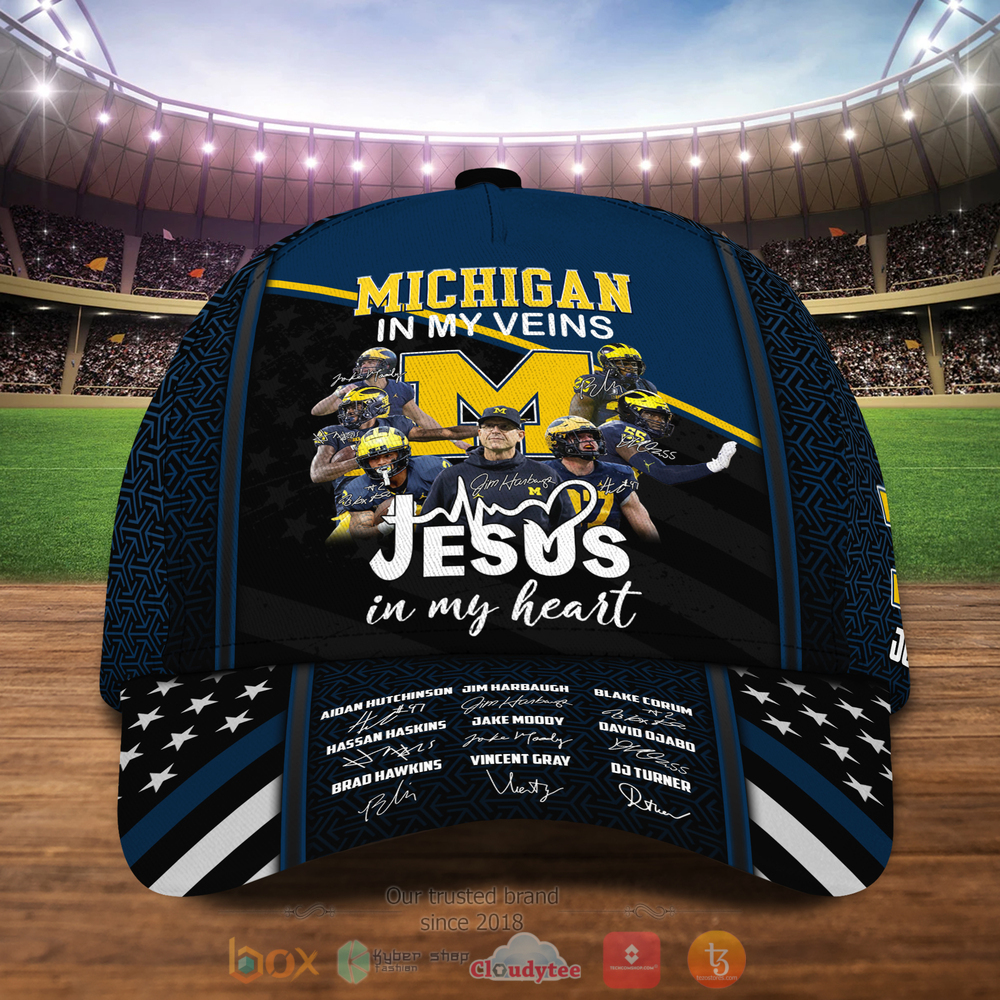 Personalized_Michigan_Wolverines_In_My_Veins_Jesus_In_My_Heart_Custom_cap_1