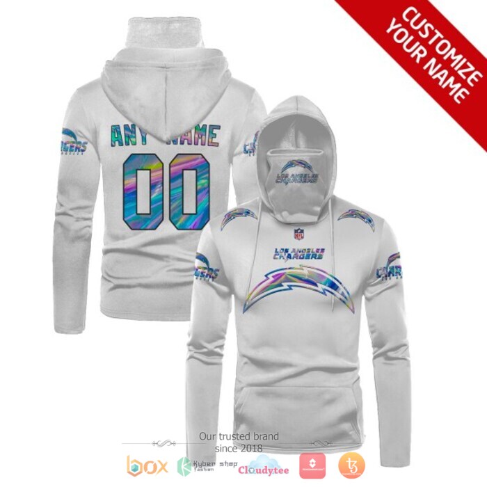 Personalized_NFL_Los_Angeles_Chargers_White_hologram_color_3d_hoodie_mask