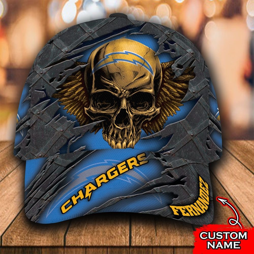Personalized_NFL_Los_Angeles_Chargers_Wings_Skull_Custom_Cap