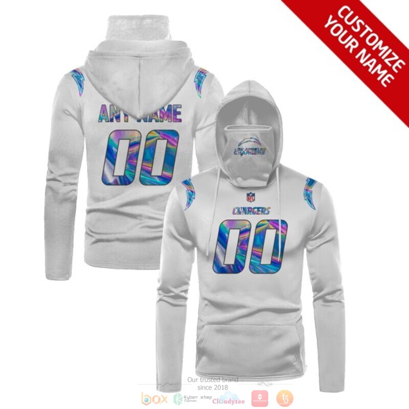 Personalized_NFL_Los_Angeles_Chargers_white_custom_3d_hoodie_mask
