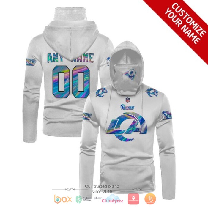Personalized_NFL_Los_Angeles_Rams_white_hologran_color_3d_hoodie_mask