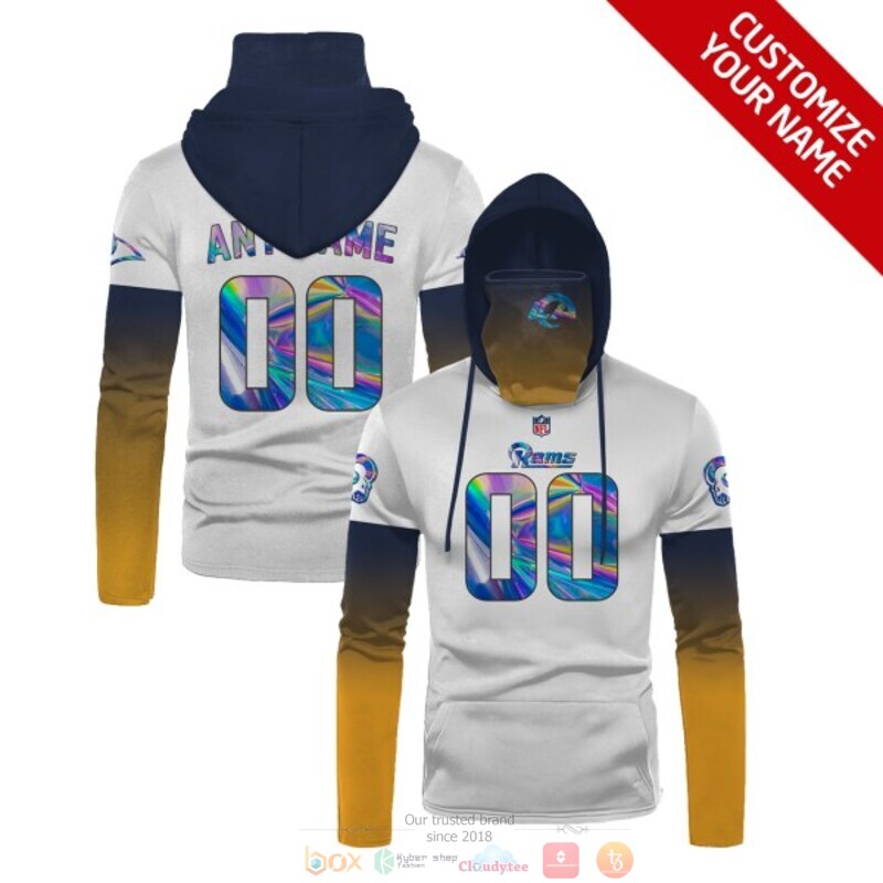 Personalized_NFL_Los_Angeles_Rams_white_yellow_custom_3d_hoodie_mask