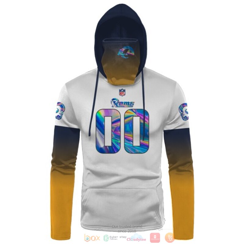 Personalized_NFL_Los_Angeles_Rams_white_yellow_custom_3d_hoodie_mask_1