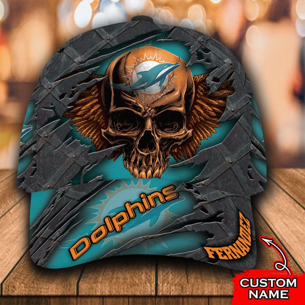 Personalized_NFL_Miami_Dolphins_Wings_Skull_Custom_Cap