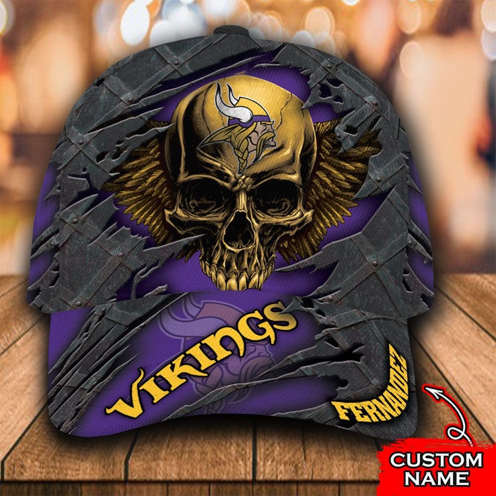 Personalized_NFL_Minnesota_Vikings_Wings_Skull_Custom_Cap