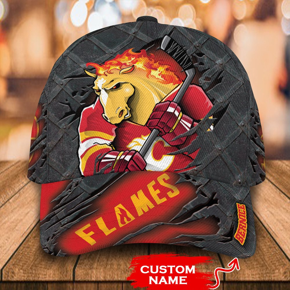 Personalized_NHL_Calgary_Flames_Mascost_Custom_Name_Cap