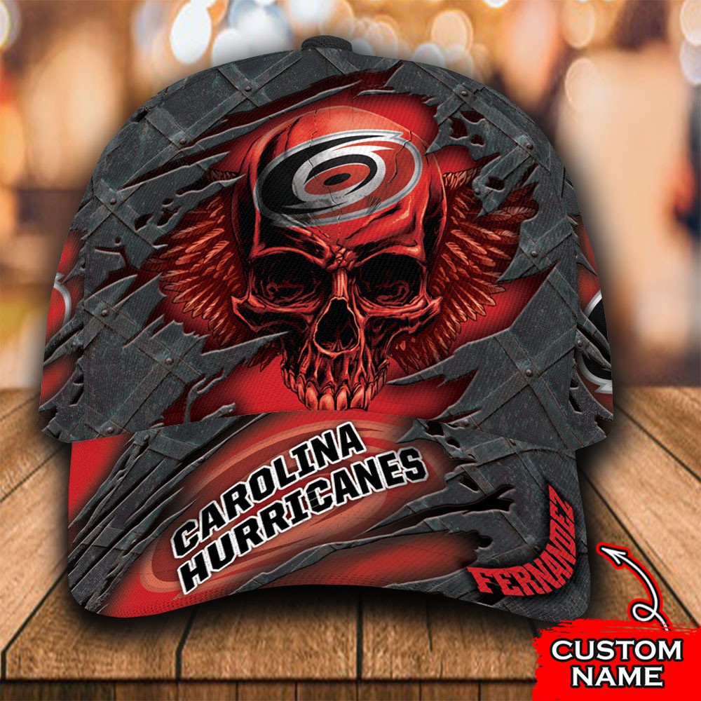 Personalized_NHL_Carolina_Hurricanes_Wings_Skull_Custom_Cap