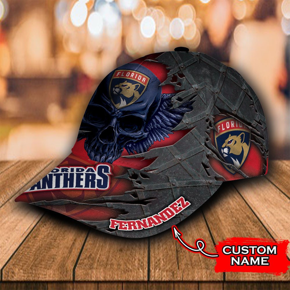 Personalized_NHL_Florida_Panthers_Wings_Skull_Custom_Cap_1