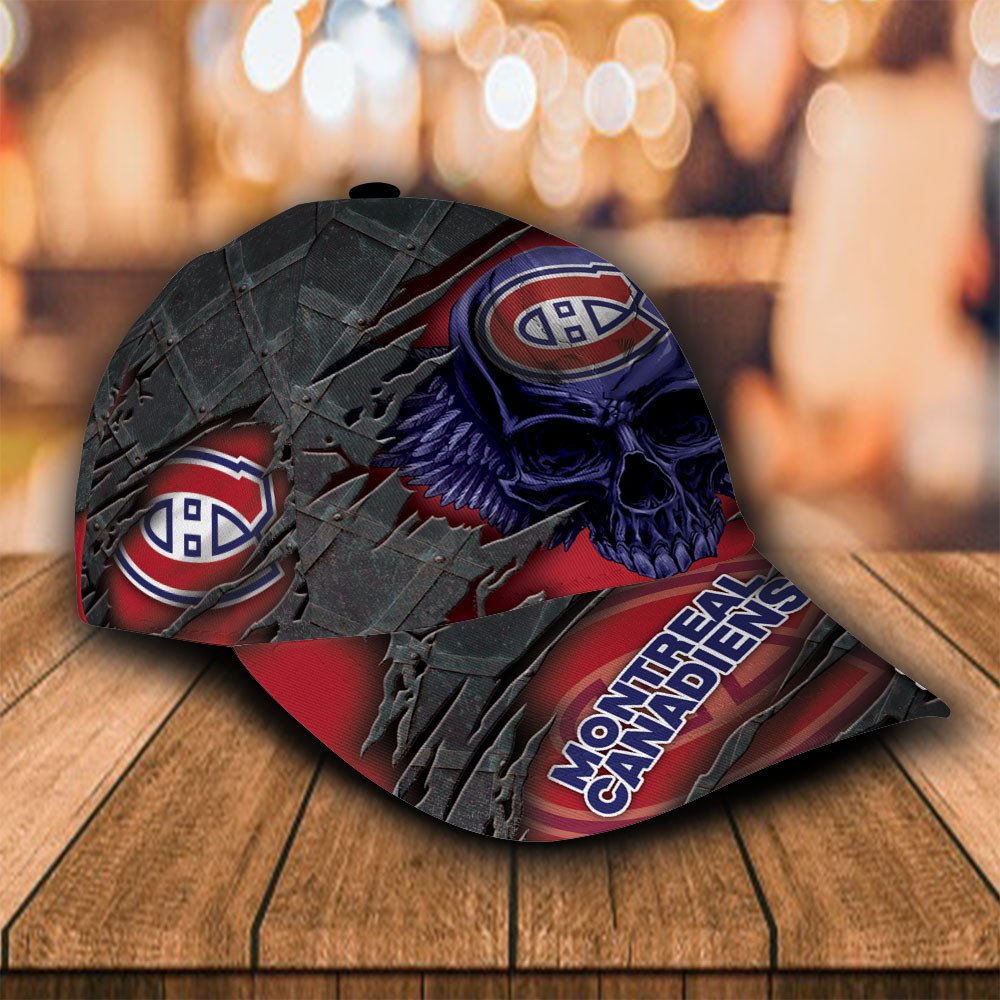 Personalized_NHL_Montreal_Canadiens_Wings_Skull_Custom_Cap_1