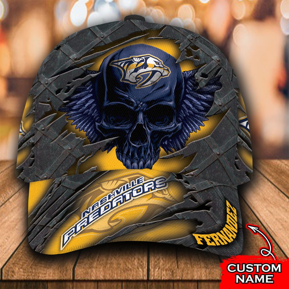 Personalized_NHL_Nashville_Predators_Wings_Skull_Custom_Cap