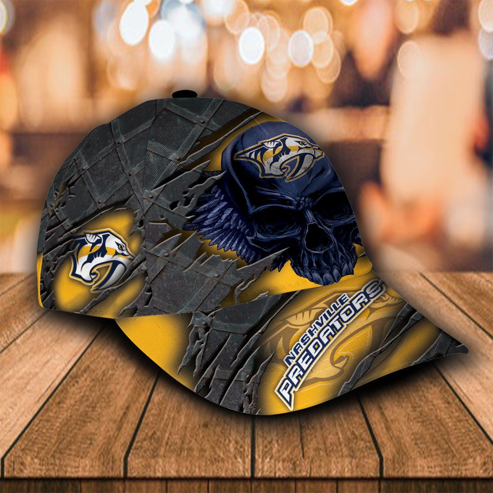 Personalized_NHL_Nashville_Predators_Wings_Skull_Custom_Cap_1