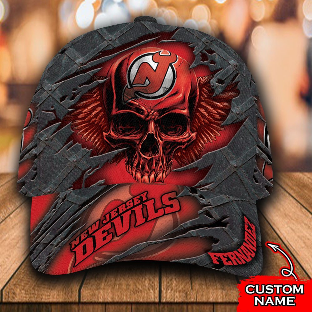 Personalized_NHL_New_Jersey_Devils_Wings_Skull_Custom_Cap