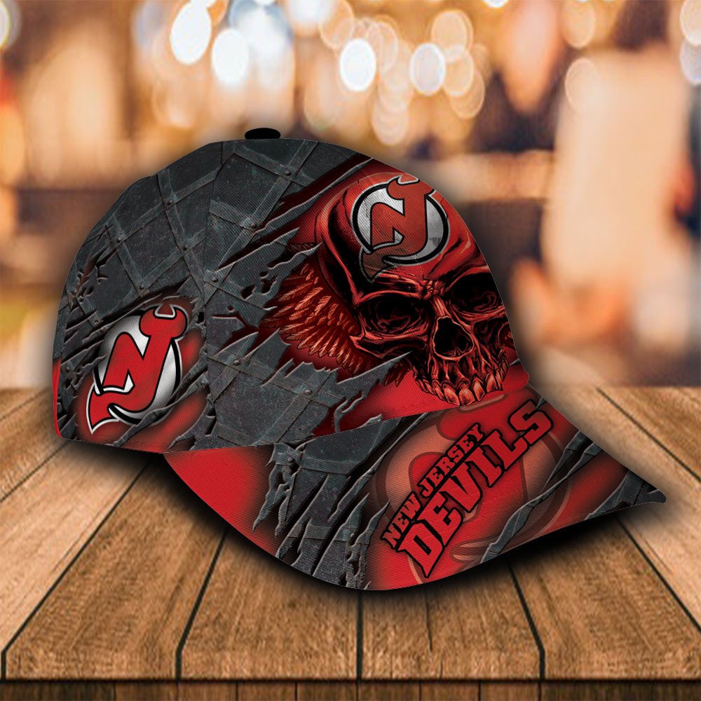 Personalized_NHL_New_Jersey_Devils_Wings_Skull_Custom_Cap_1