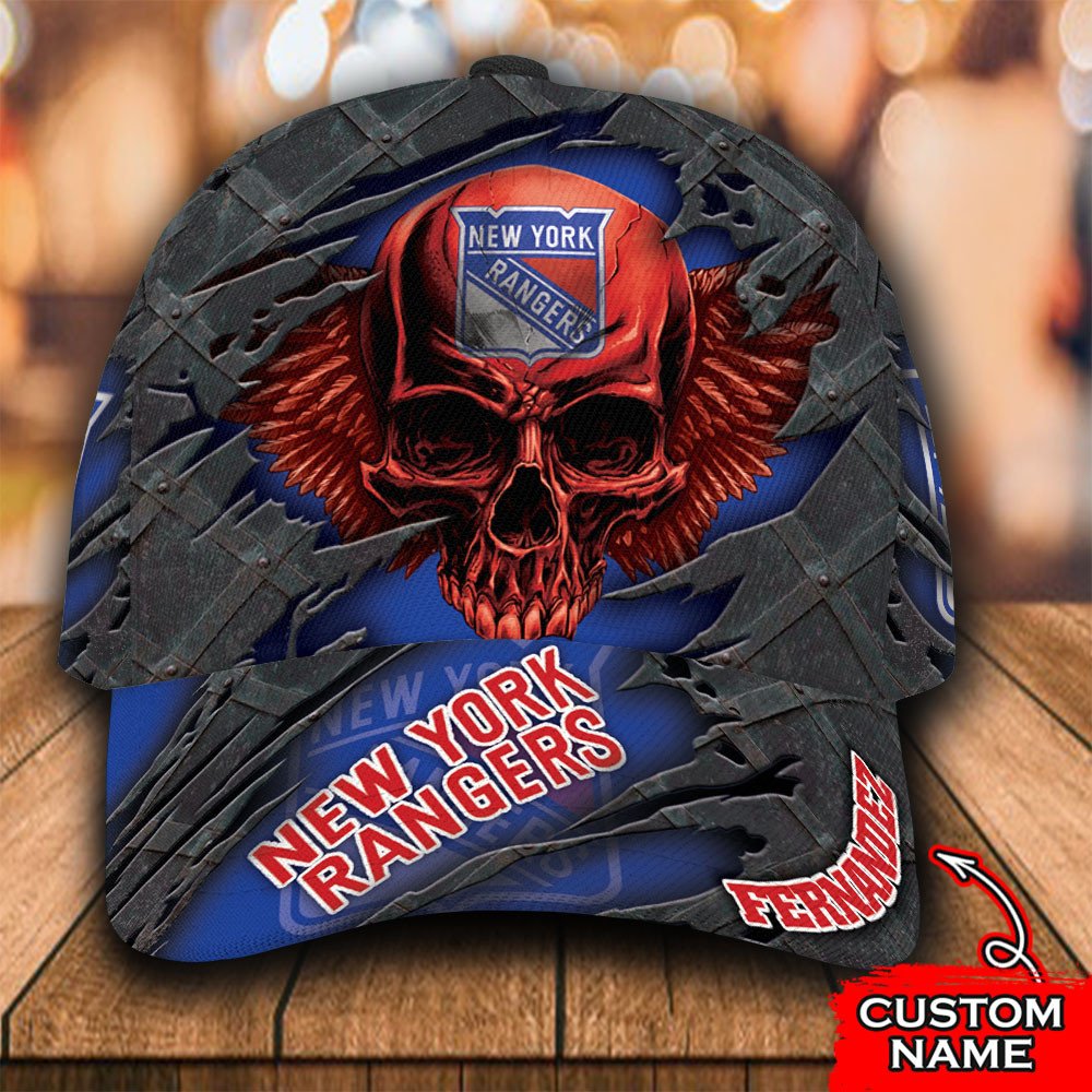 Personalized_NHL_New_York_Rangers_Wings_Skull_Custom_Cap