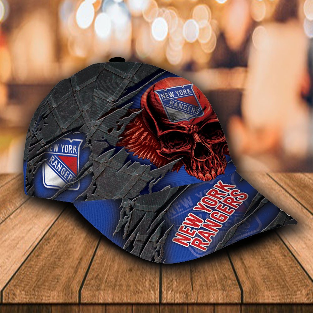 Personalized_NHL_New_York_Rangers_Wings_Skull_Custom_Cap_1