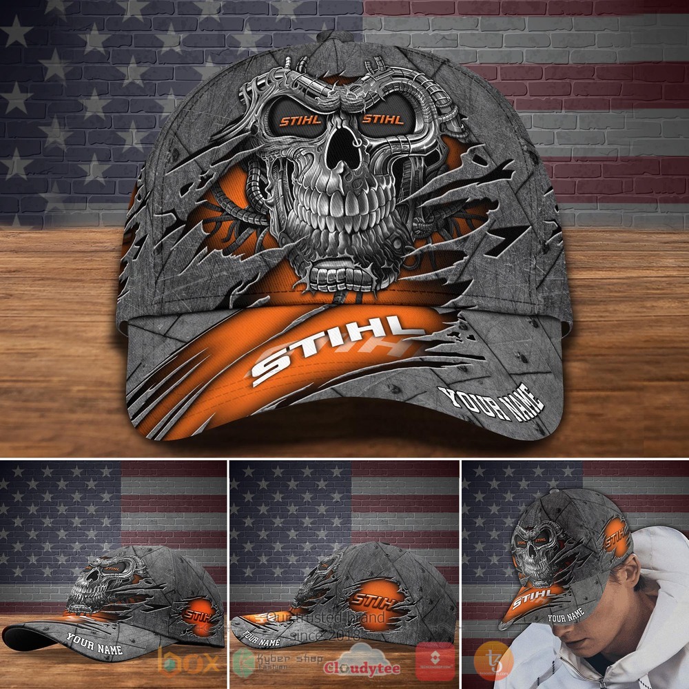 Personalized_Stihl_Skull_orange_Custom_Cap