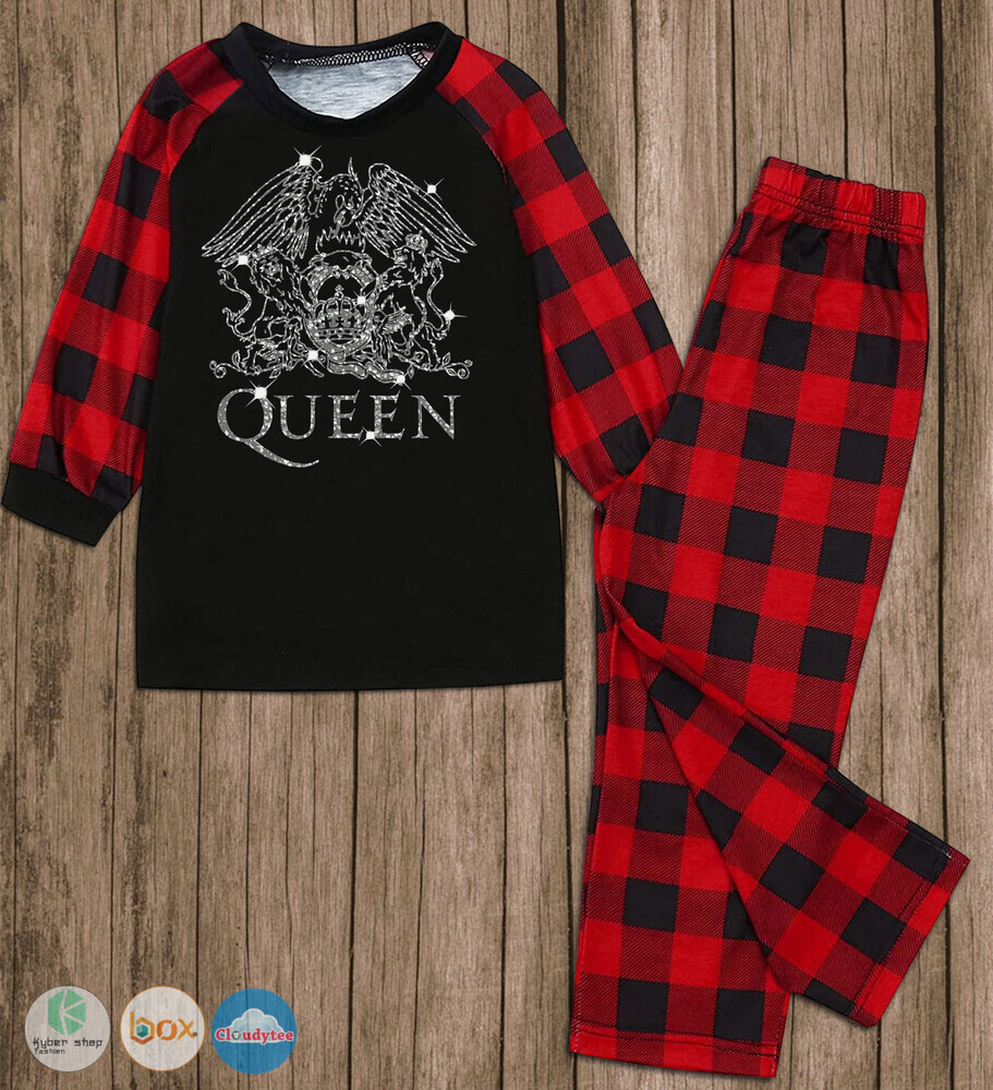 Queen_red_plaid_long_sleeves_Pajamas_Set