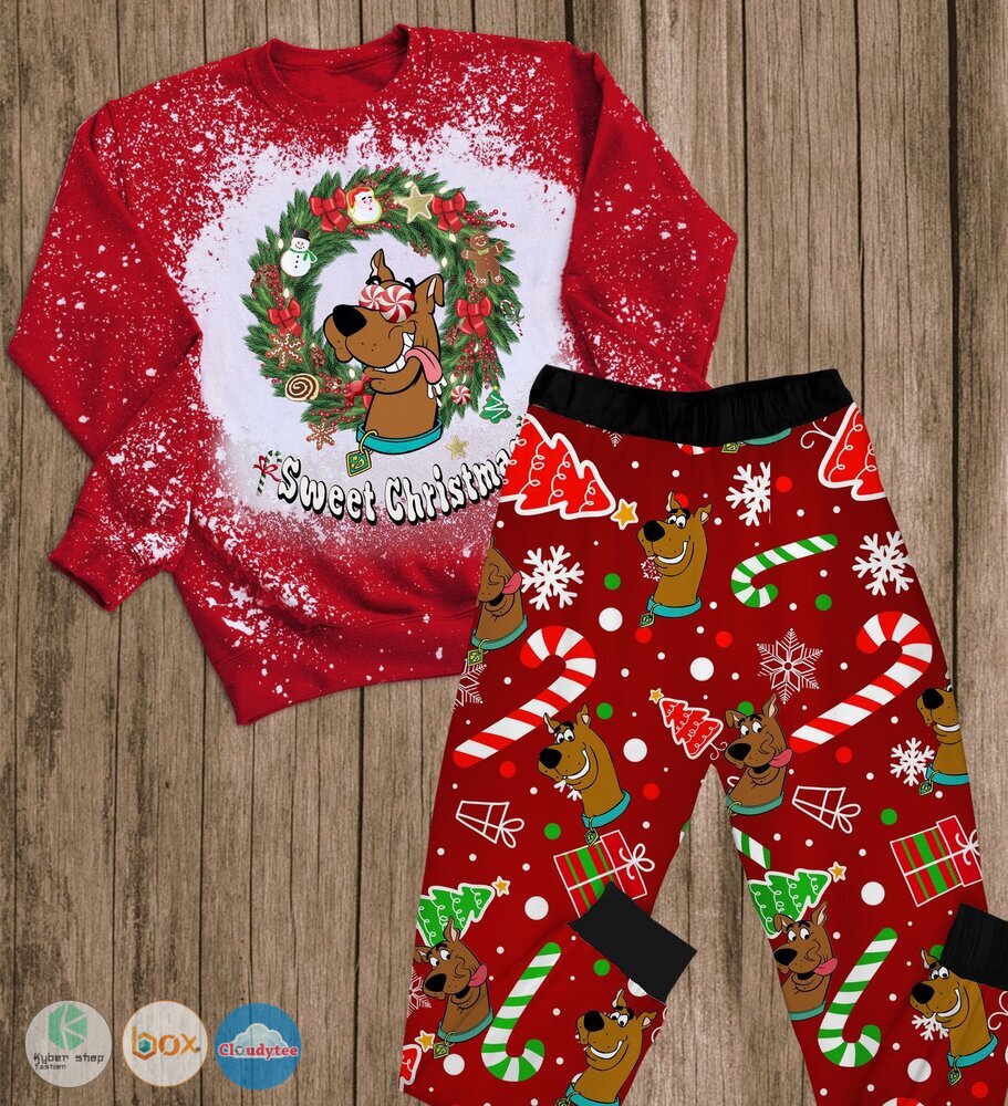 Scooby_doo_Christmas_Wreath_Sweat_Christmas_long_sleeves_Pajamas_Set