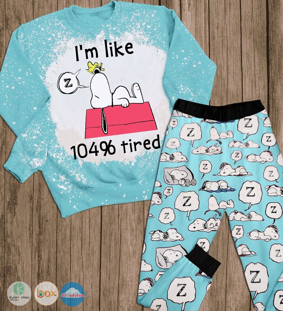 Snoopy_Im_like_10496_tired_long_sleeves_Pajamas_Set