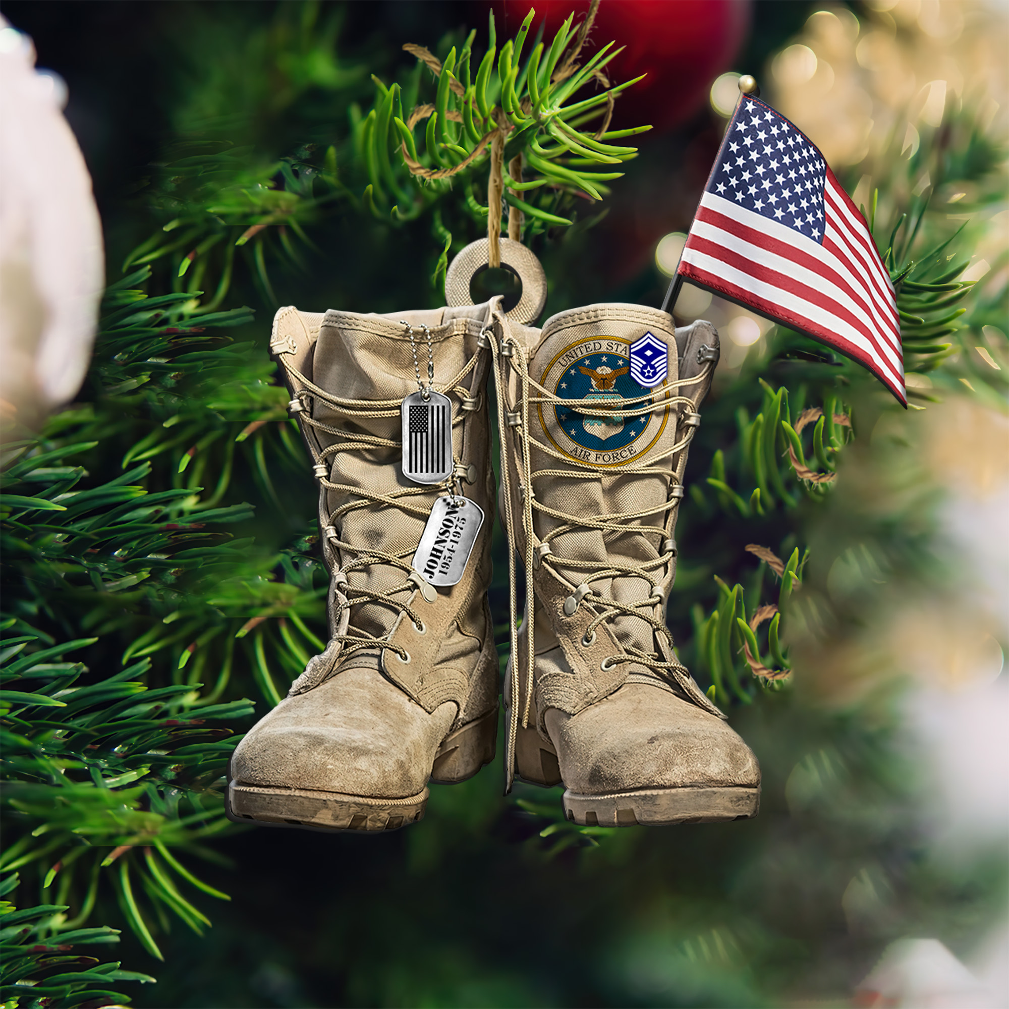 US_AIR_FORCE_Military_Boots_Personalized_Custom_Christmas_Ornament_1