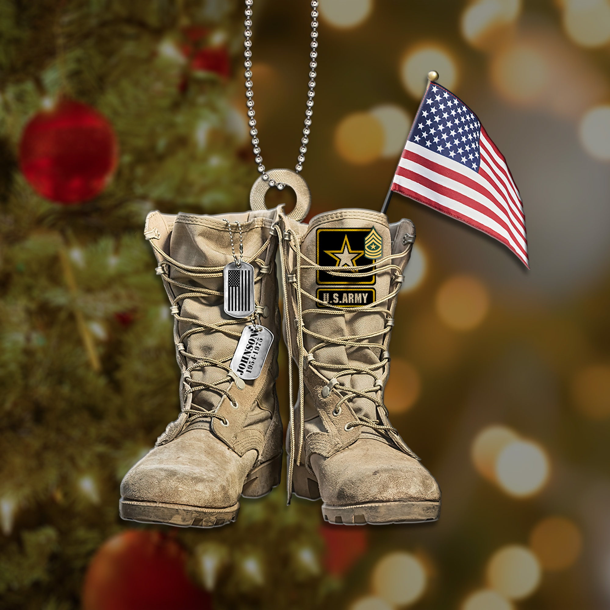 US_ARMY_Military_Boots_Personalized_Custom_Christmas_Ornament_1