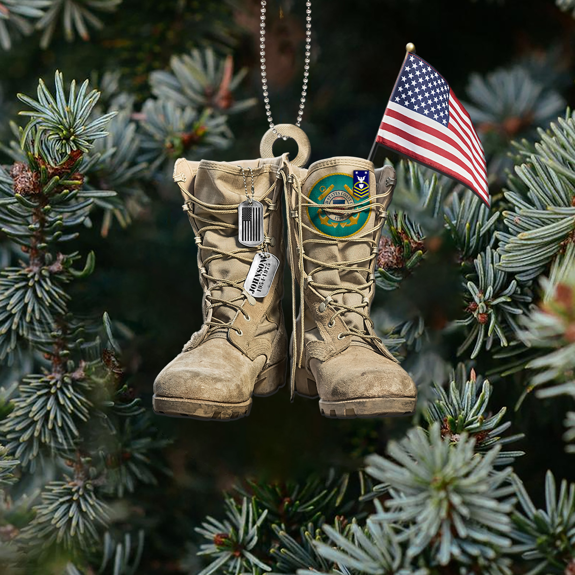 US_Coast_Guard_Military_Boots_Personalized_Custom_Christmas_Ornament