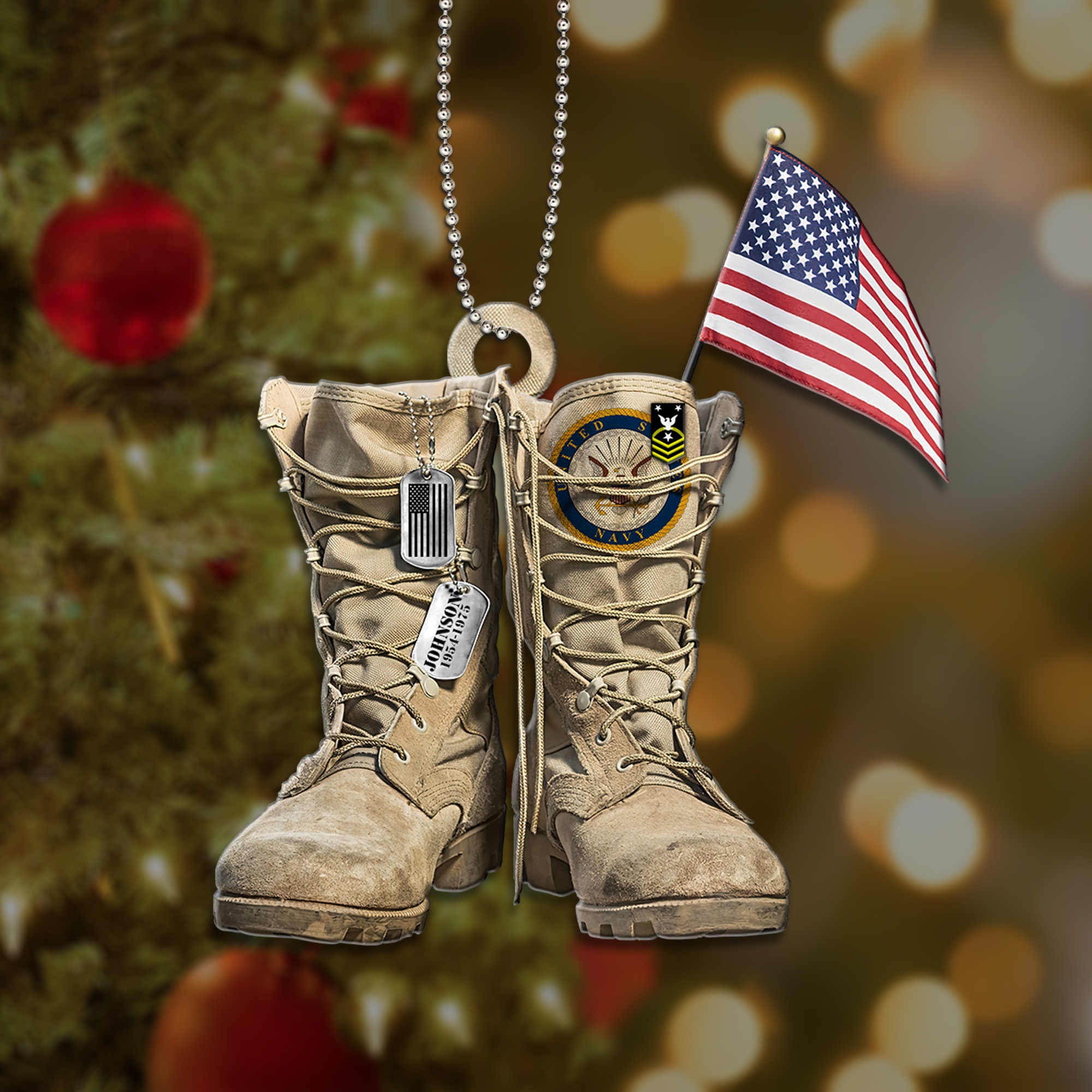 US_NAVY_Military_Boots_Personalized_Custom_Christmas_Ornament