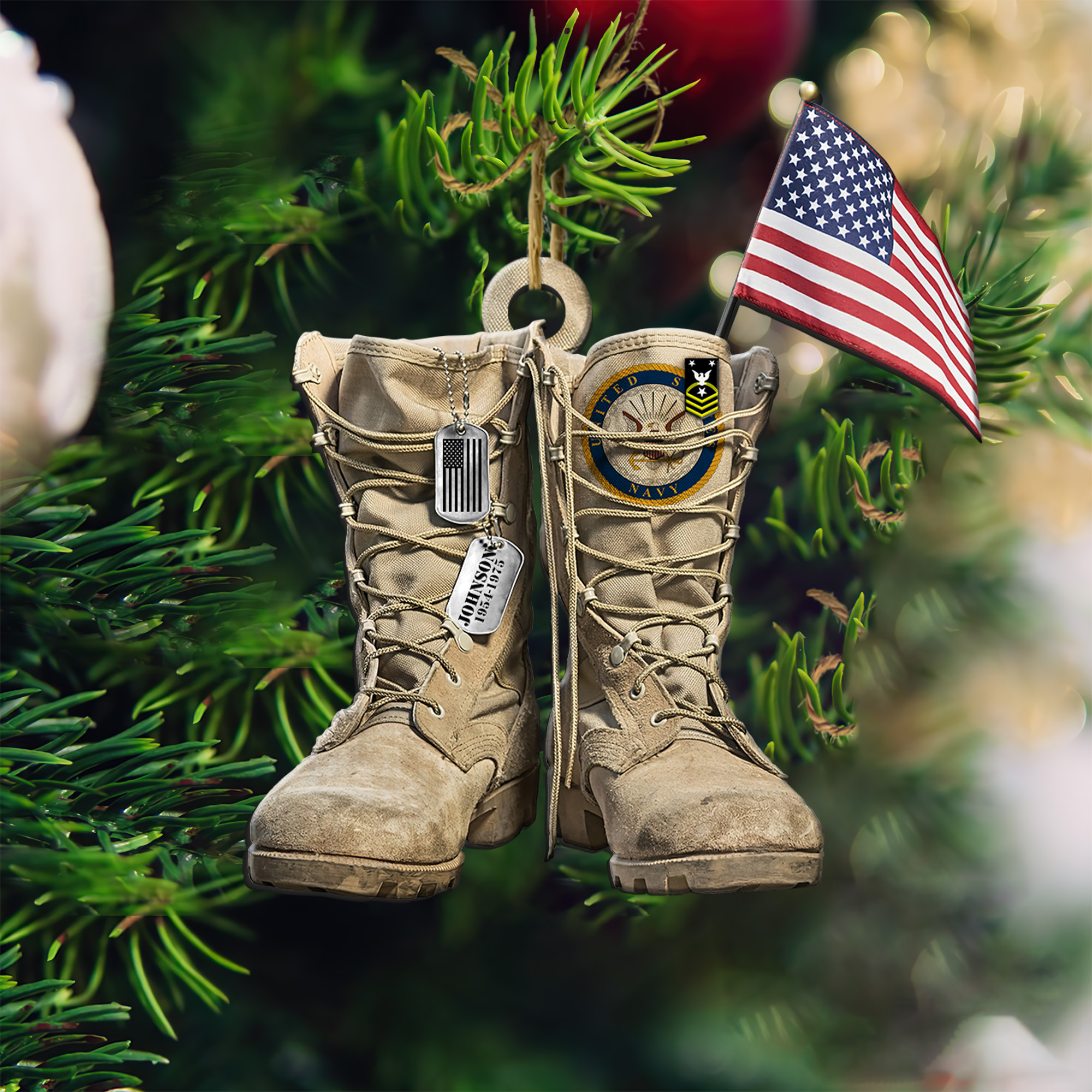 US_NAVY_Military_Boots_Personalized_Custom_Christmas_Ornament_1