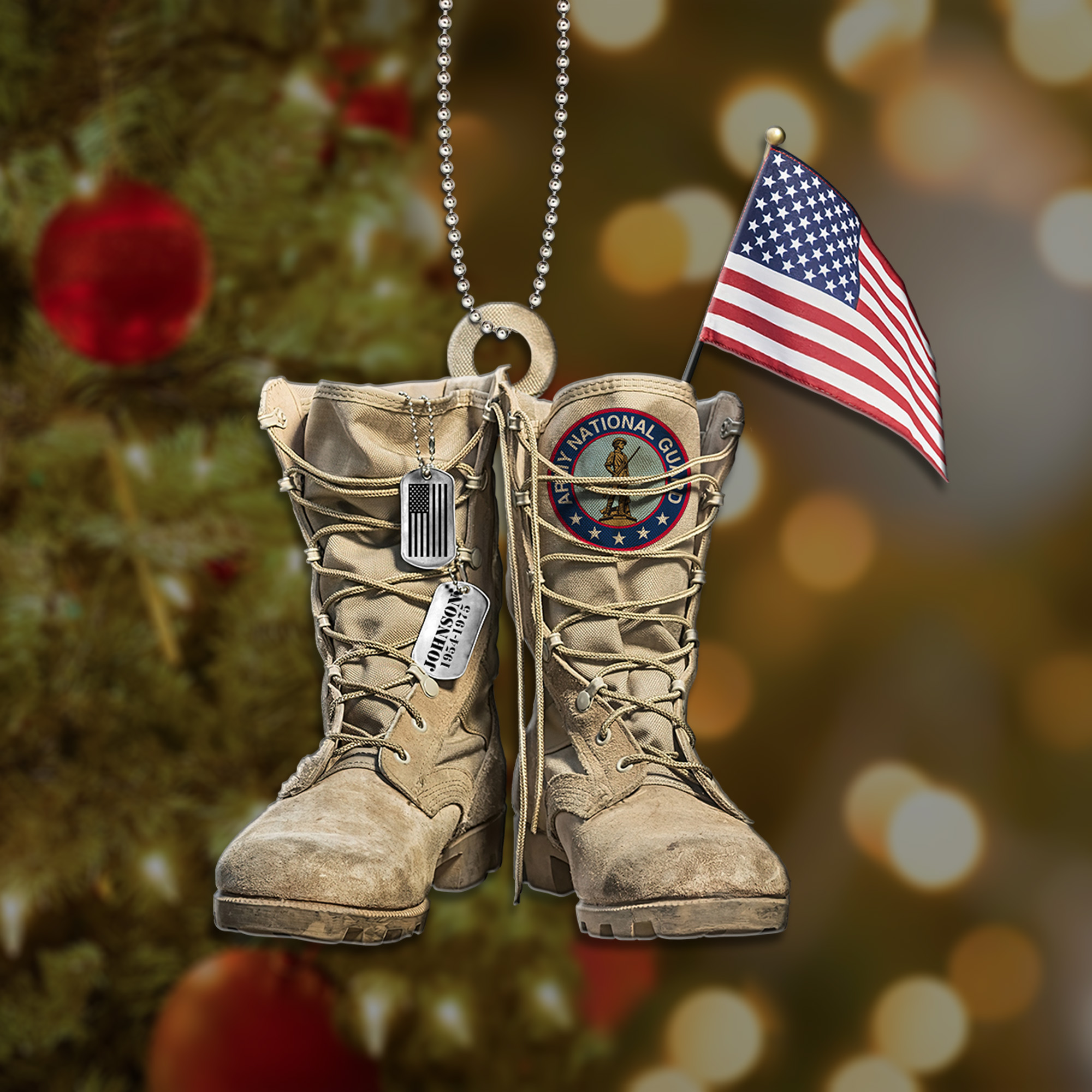 US_National_Guard_Military_Boots_Personalized_Custom_Christmas_Ornament