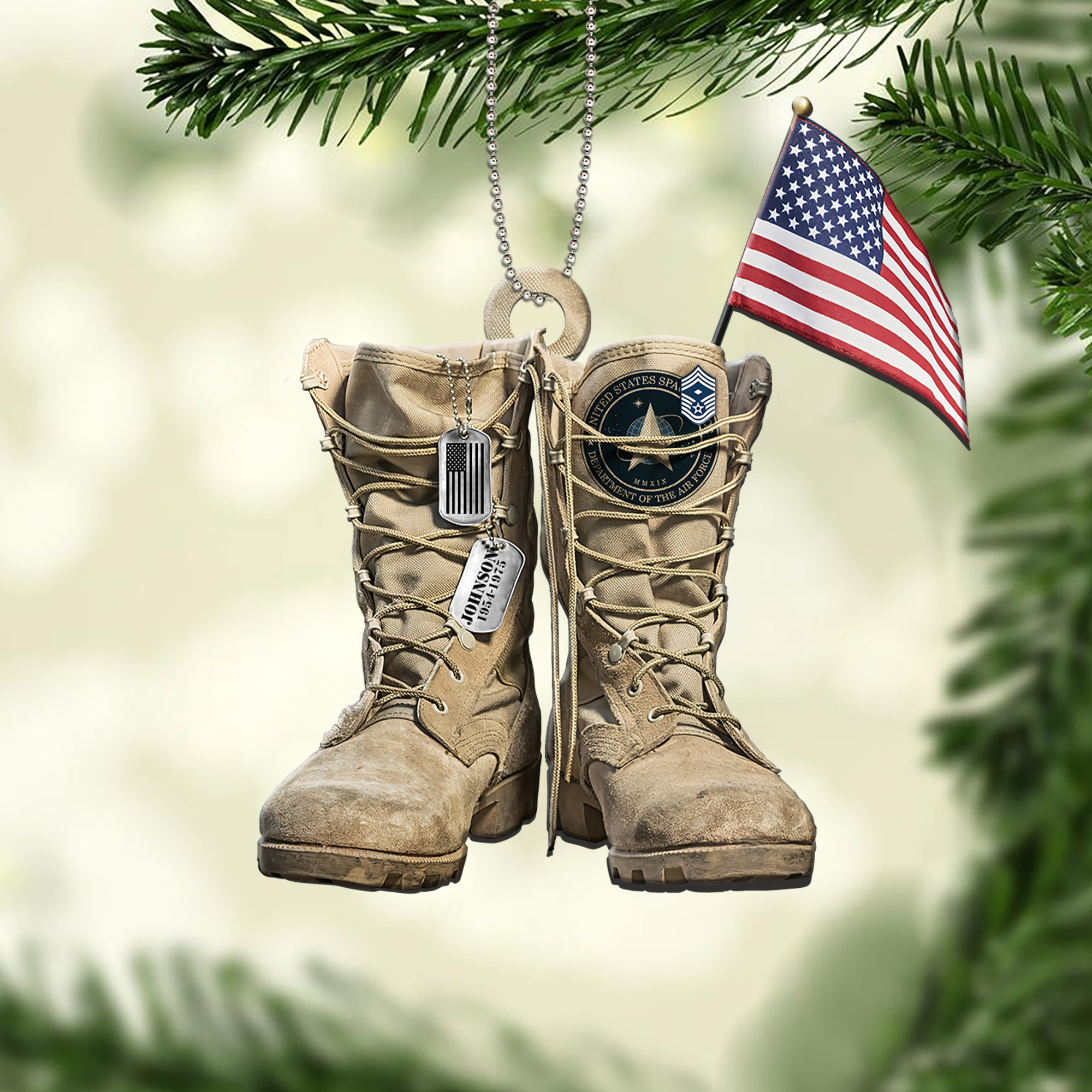 US_SPACE_FORCE_Military_Boots_Personalized_Custom_Christmas_Ornament