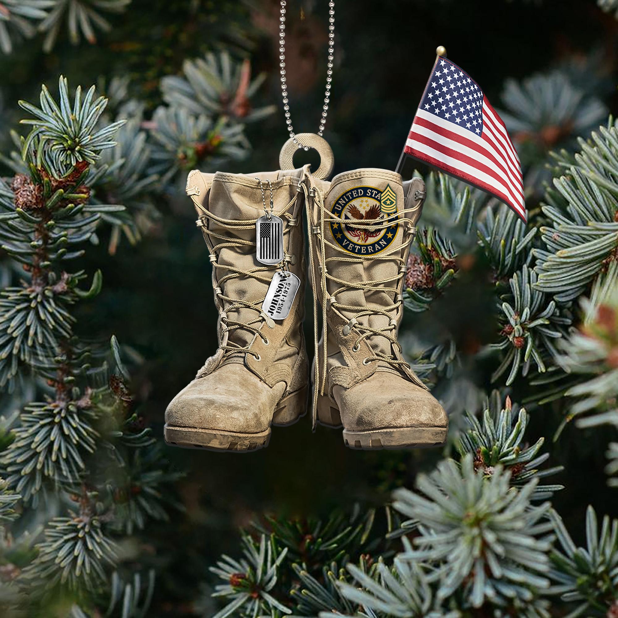 US_VETERAN_Military_Boots_Personalized_Custom_Christmas_Ornament