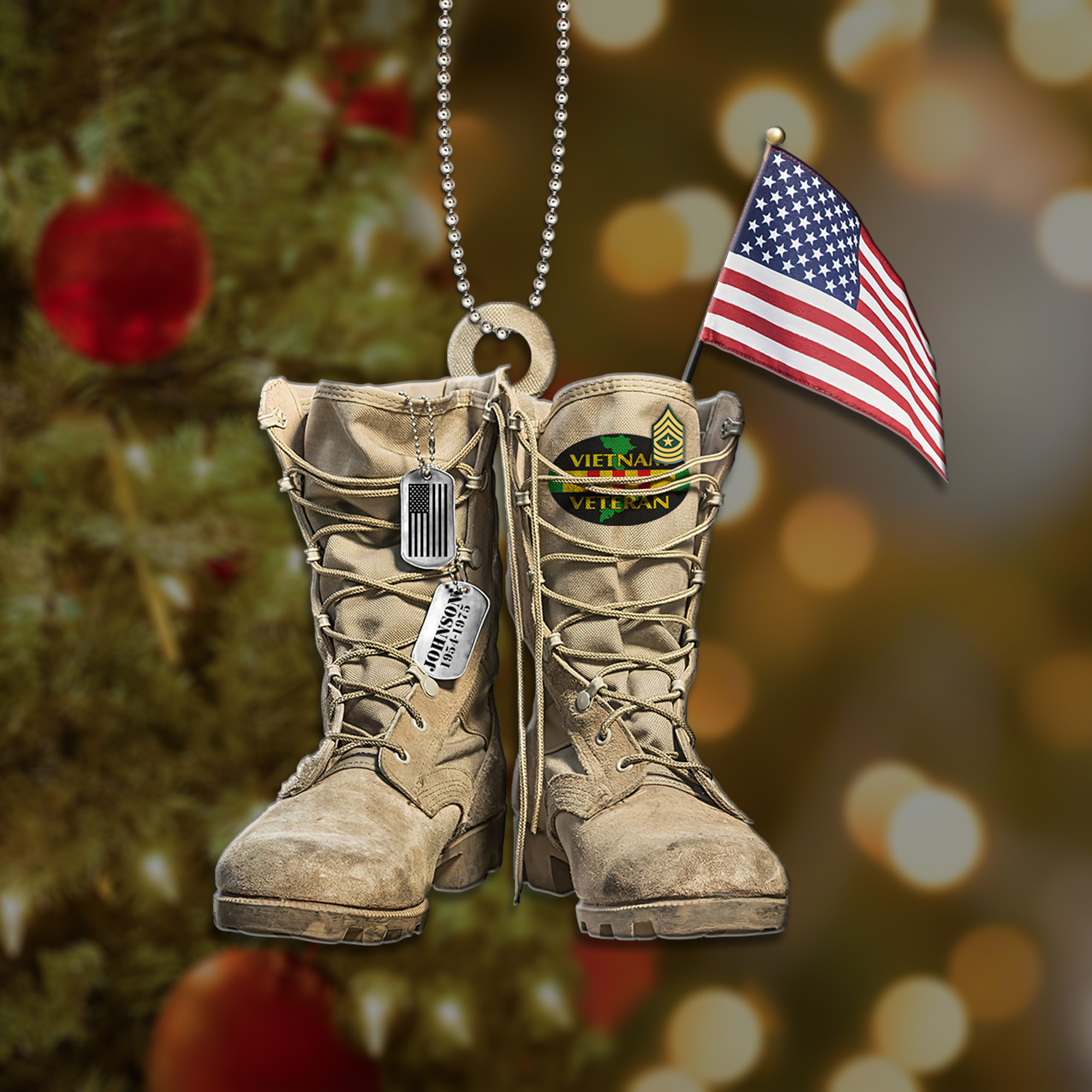 VIETNAM_VETERAN_Military_Boots_Personalized_Custom_Christmas_Ornament