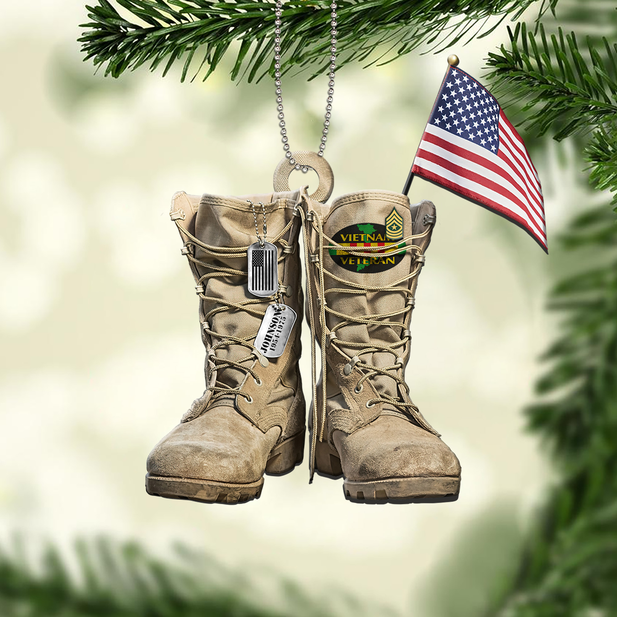 VIETNAM_VETERAN_Military_Boots_Personalized_Custom_Christmas_Ornament_1