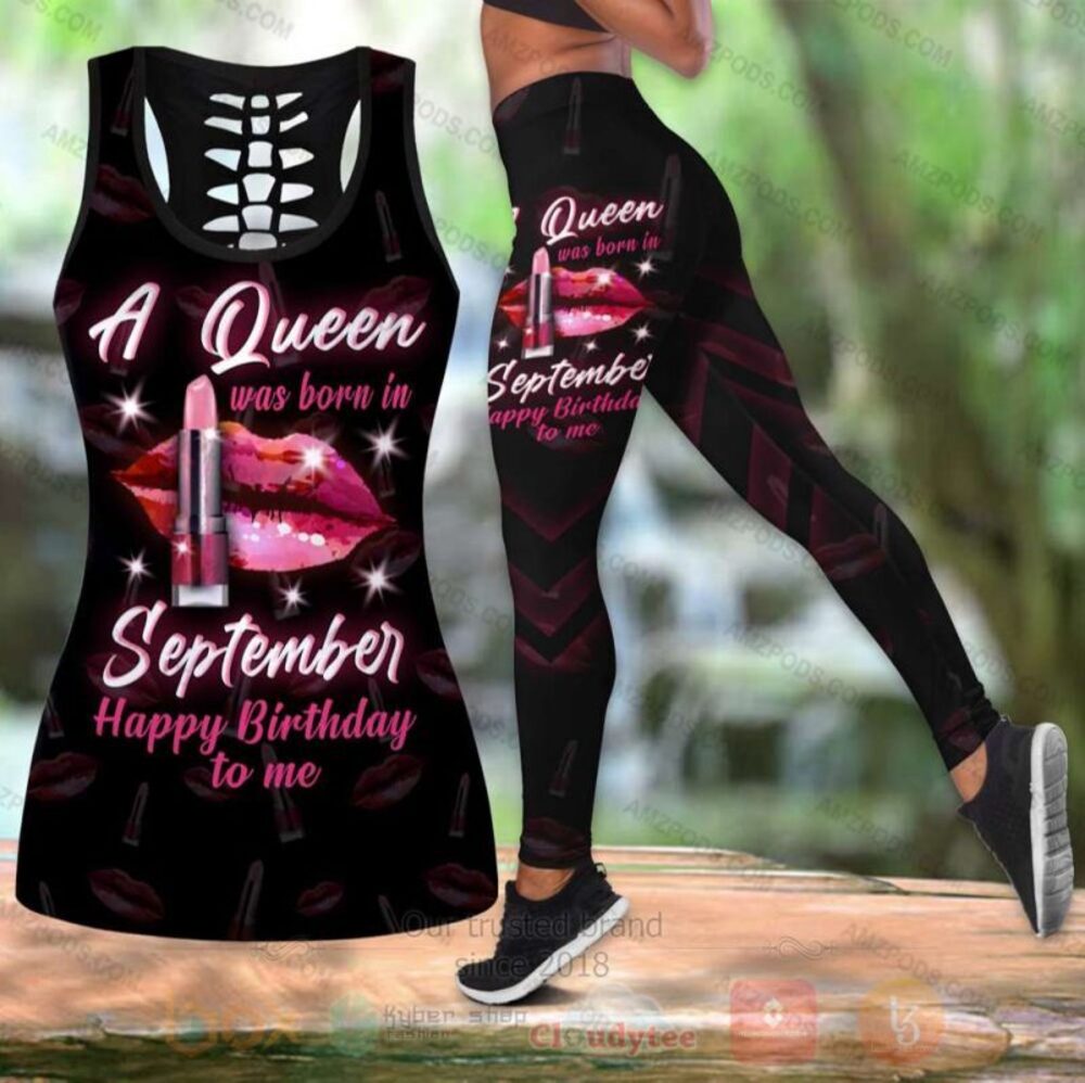 A_Queen_Was_Born_In_September_Happy_Birthday_To_Me_Tank_Top_Leggings