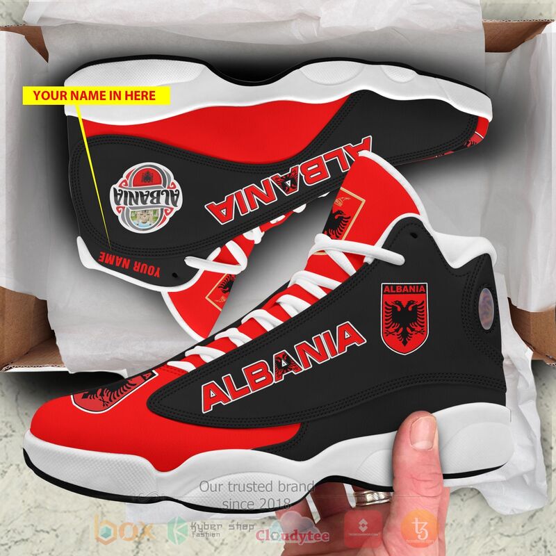 Albania_Personalized_Red_Black_Air_Jordan_13_Shoes