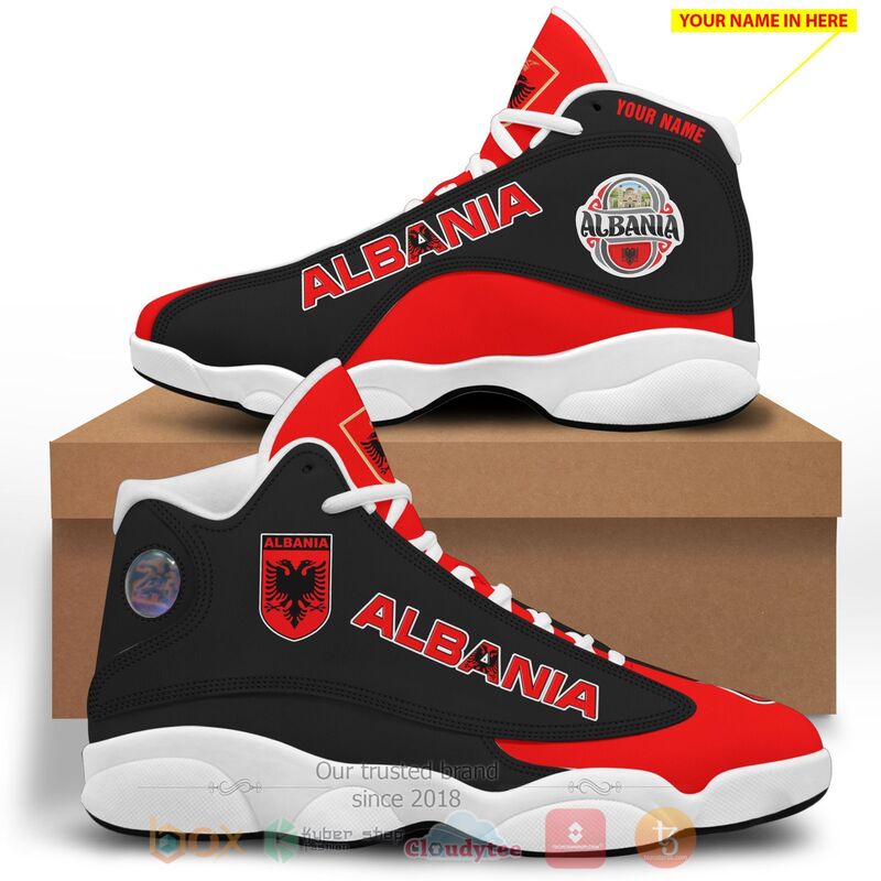 Albania_Personalized_Red_Black_Air_Jordan_13_Shoes_1