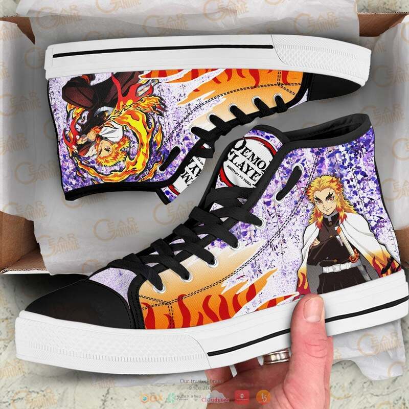 Anime_Demon_Slayer_Kyojuro_Rengoku_Canvas_high_top_shoes_Wisteria_Style_1